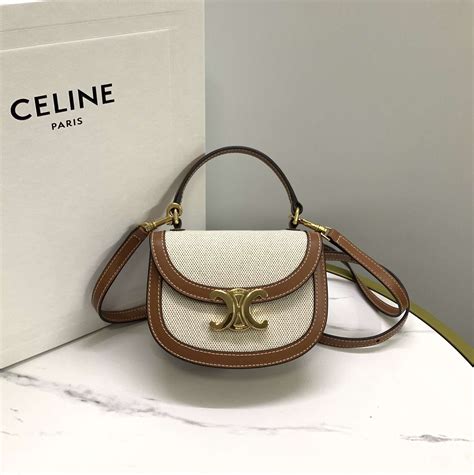 women celine mini besace in triomphe canvas and calfskin leather|MINI BAGS WOMEN .